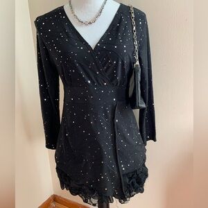 Chic Black blouse sparkles silver Accents